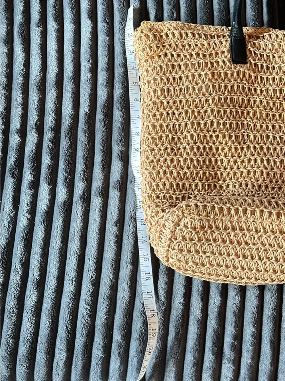 H&M Natural Woven Hobo with Black Handles